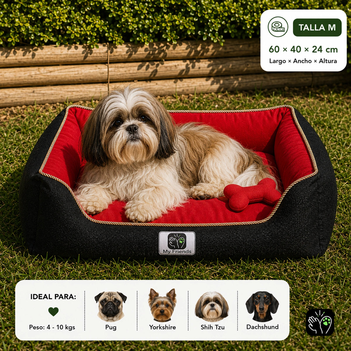 Cama de mascota diseño "Negro/rojo"