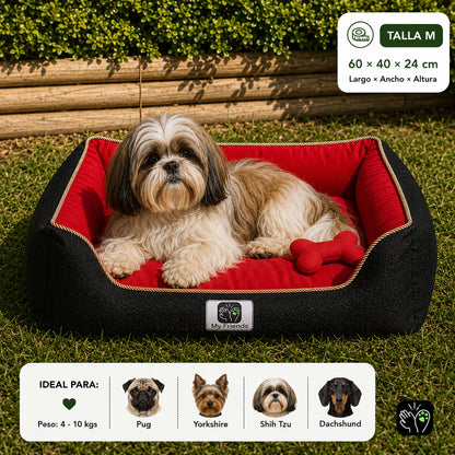 Cama de mascota diseño "Negro/rojo"