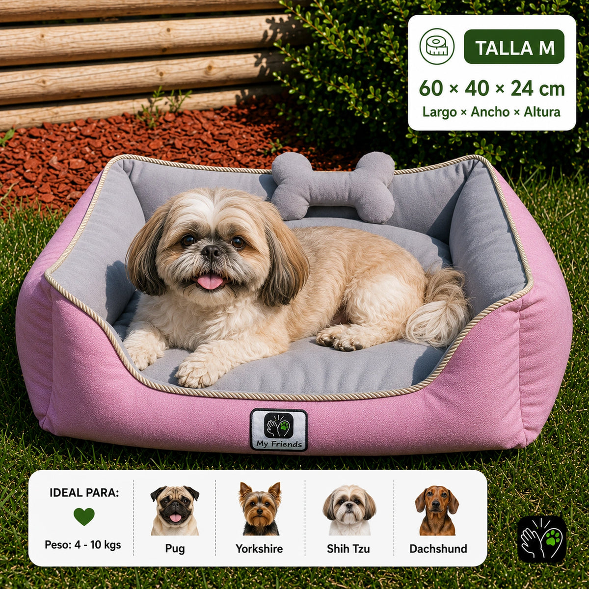 Cama de mascota diseño "Rosado/gris"