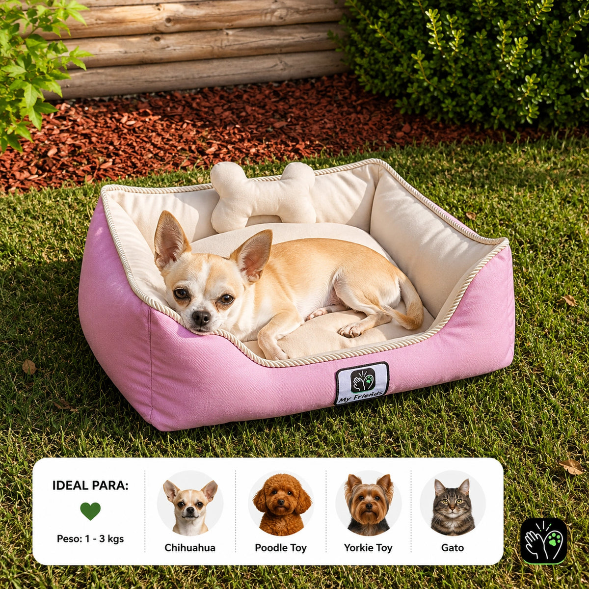 Cama de mascota diseño "Rosado/beige"