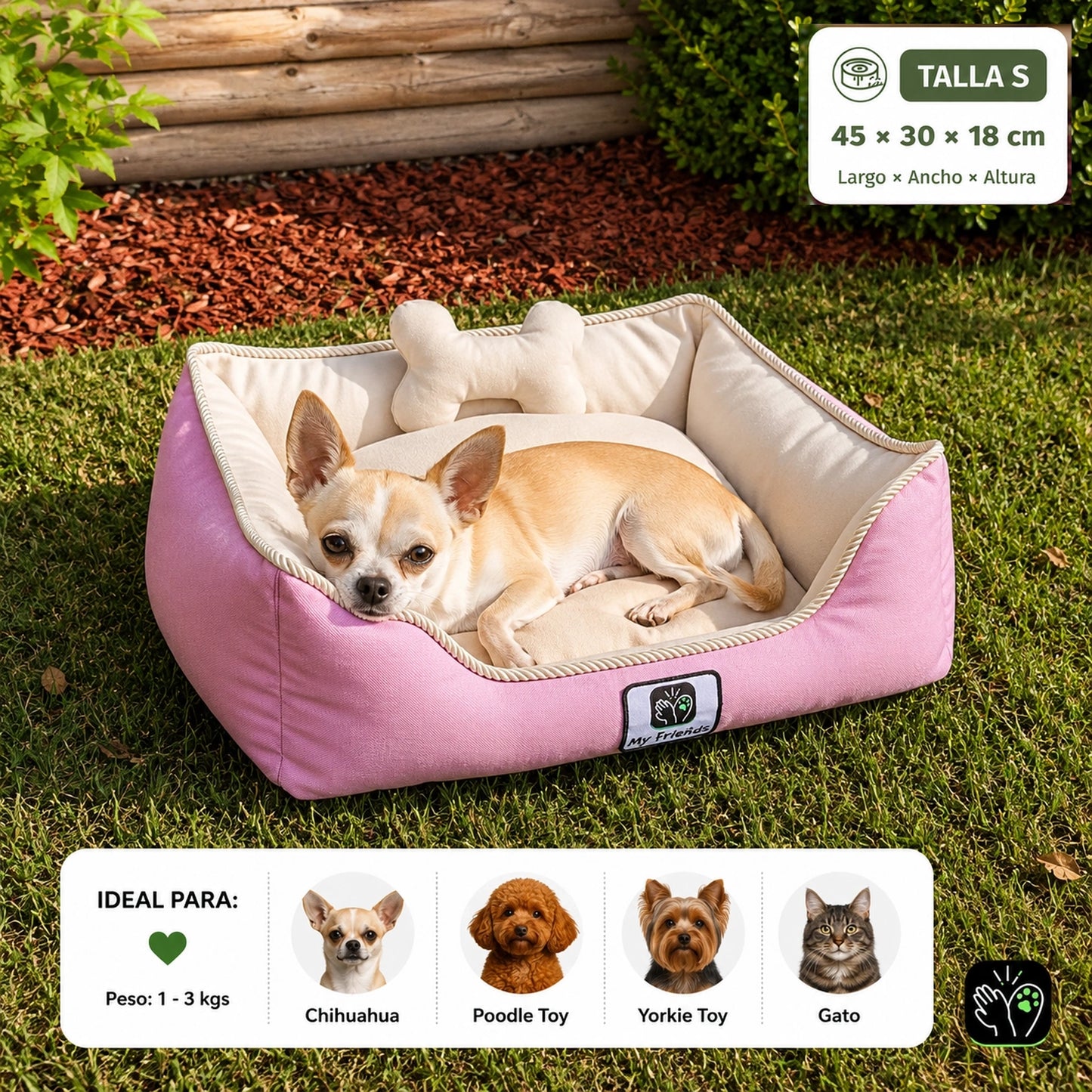 Cama de mascota diseño "Rosado/beige"