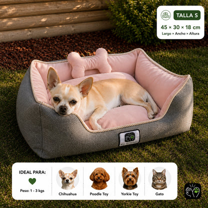 Cama de mascota diseño "Gris/rosado"