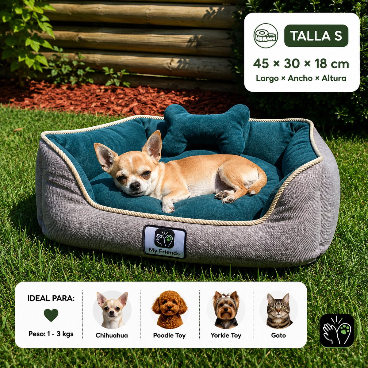Cama de mascota diseño "Gris/verde oscuro