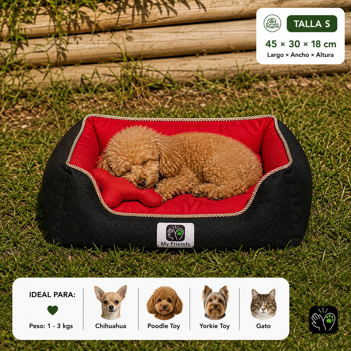 Cama de mascota diseño "Negro/rojo"
