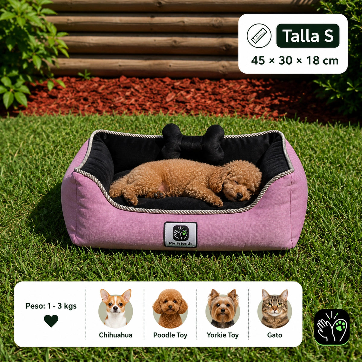 Cama de mascota diseño "Rosado/negro"