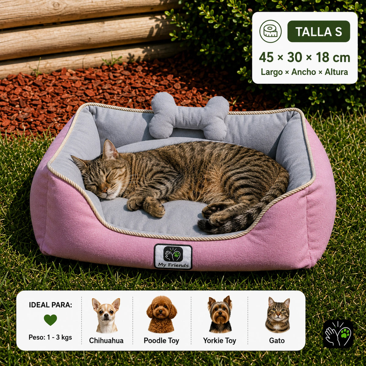 Cama de mascota diseño "Rosado/gris"
