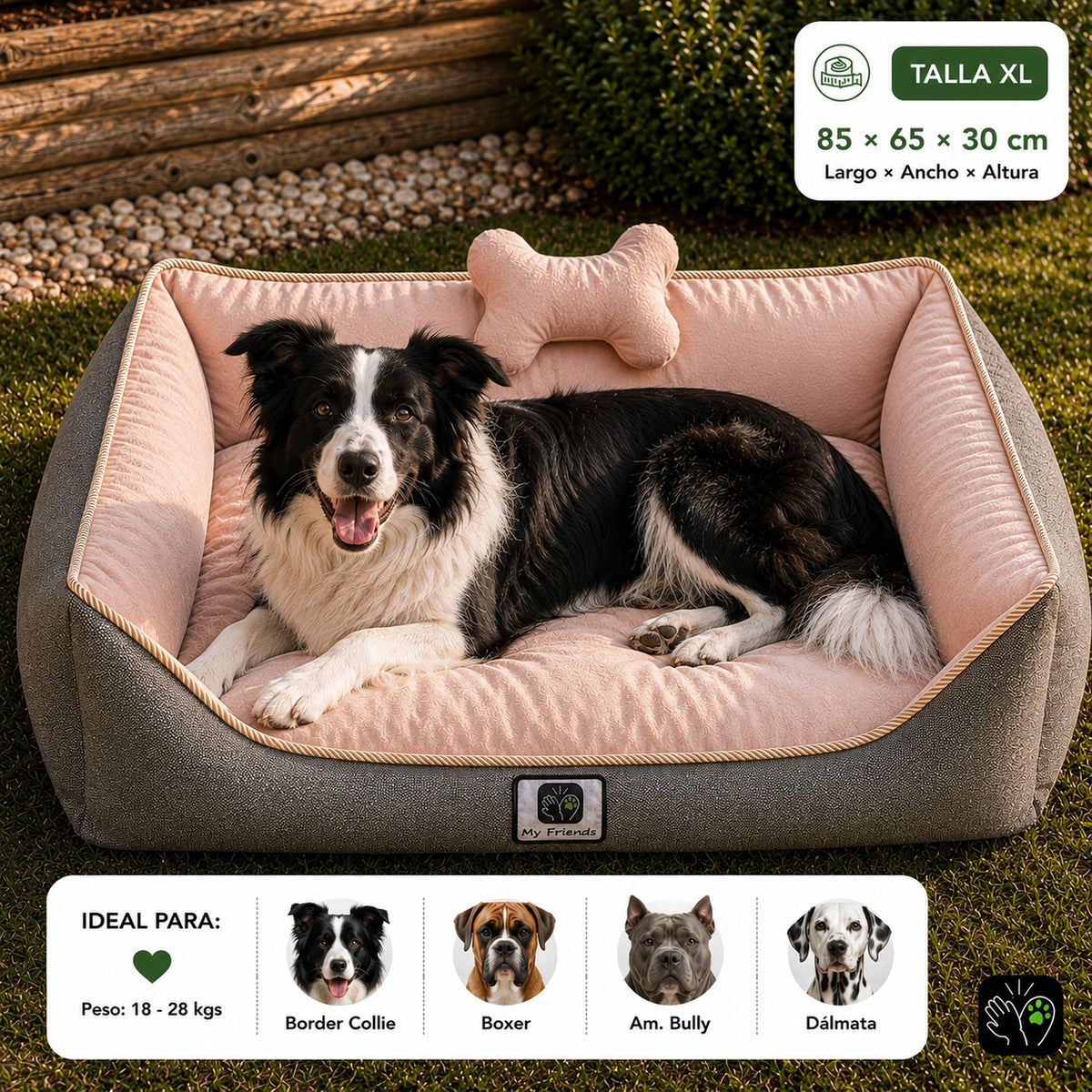 Cama de mascota diseño "Gris/rosado"