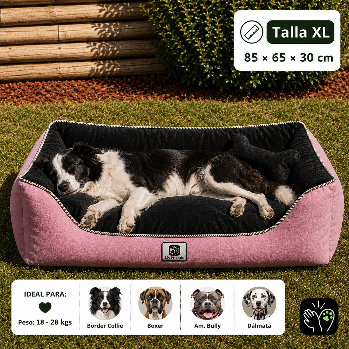 Cama de mascota diseño "Rosado/negro"