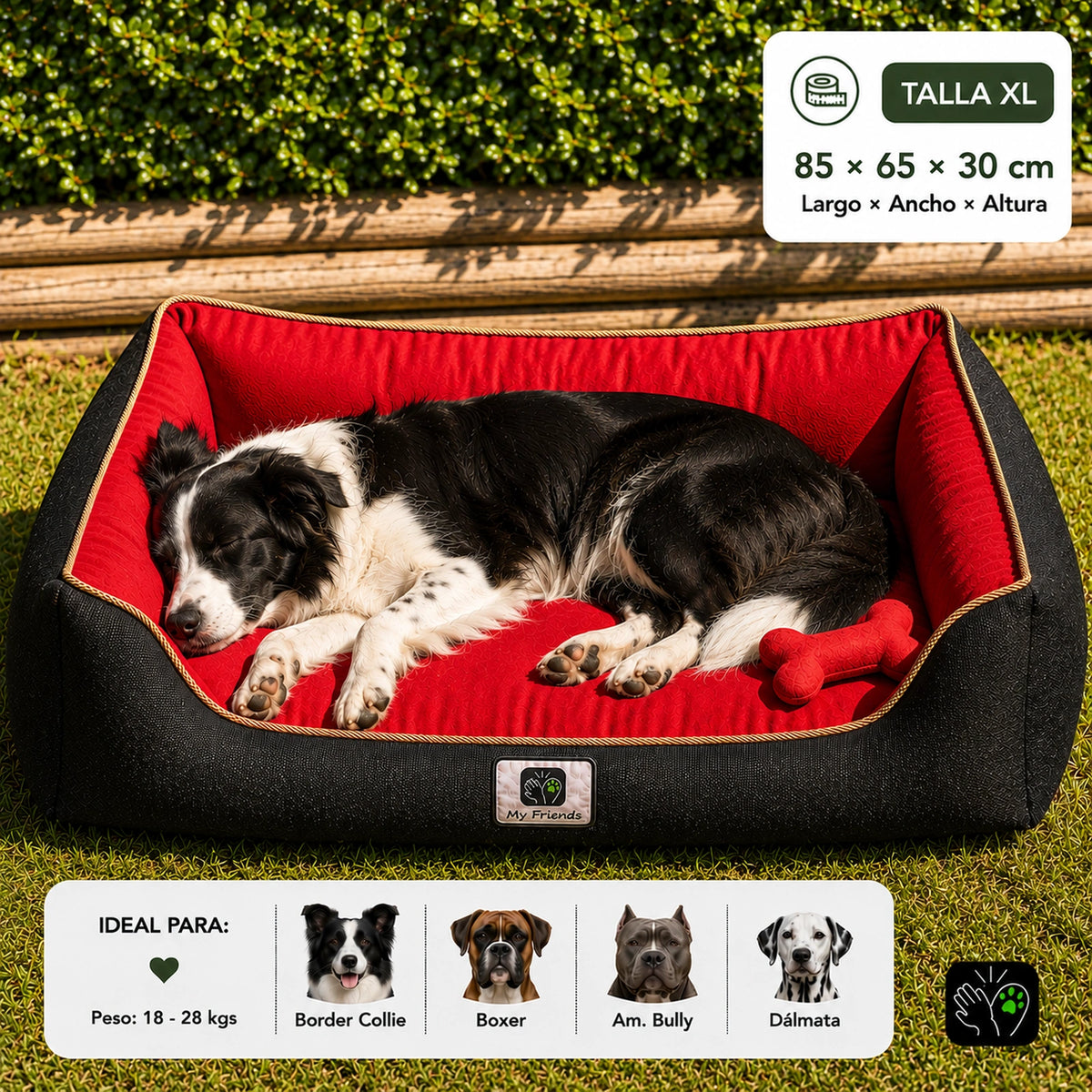 Cama de mascota diseño "Negro/rojo"