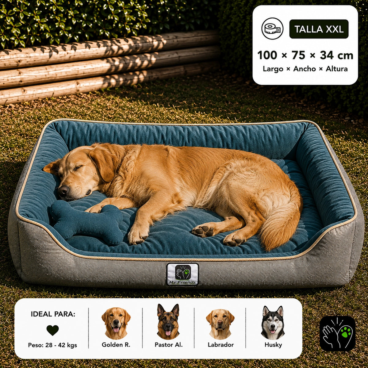 Cama de mascota diseño "Gris/verde oscuro