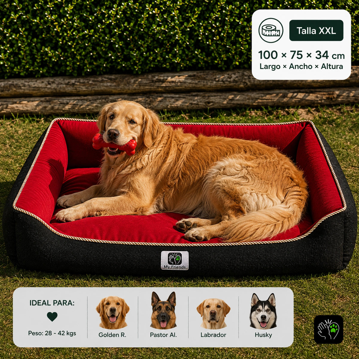 Cama de mascota diseño "Negro/rojo"