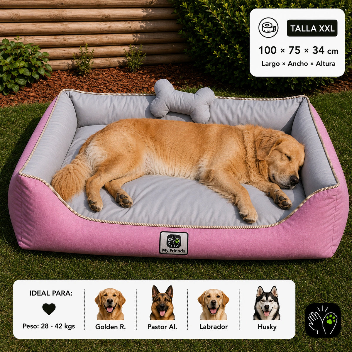 Cama de mascota diseño "Rosado/gris"