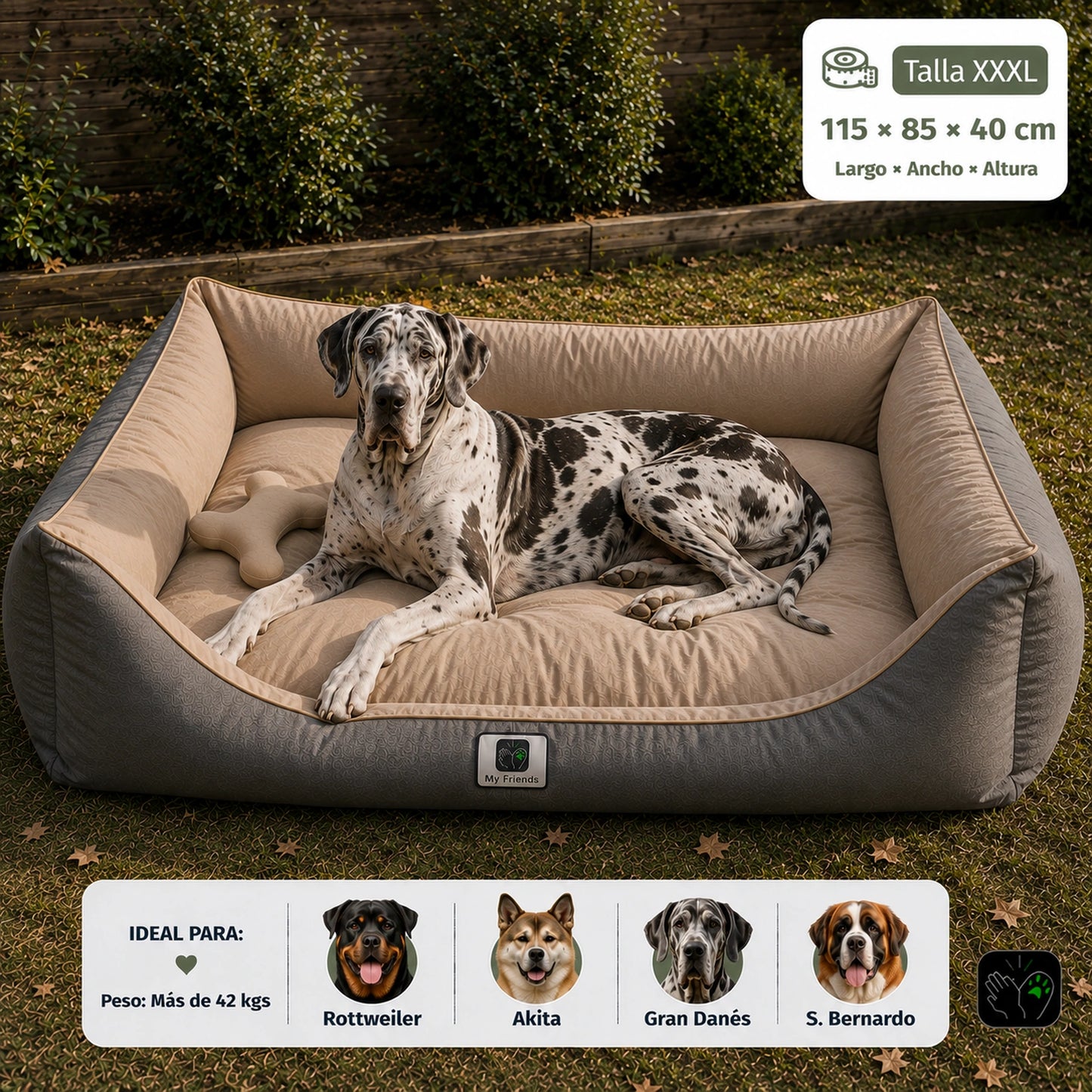 Cama de mascota diseño "Gris/beige"