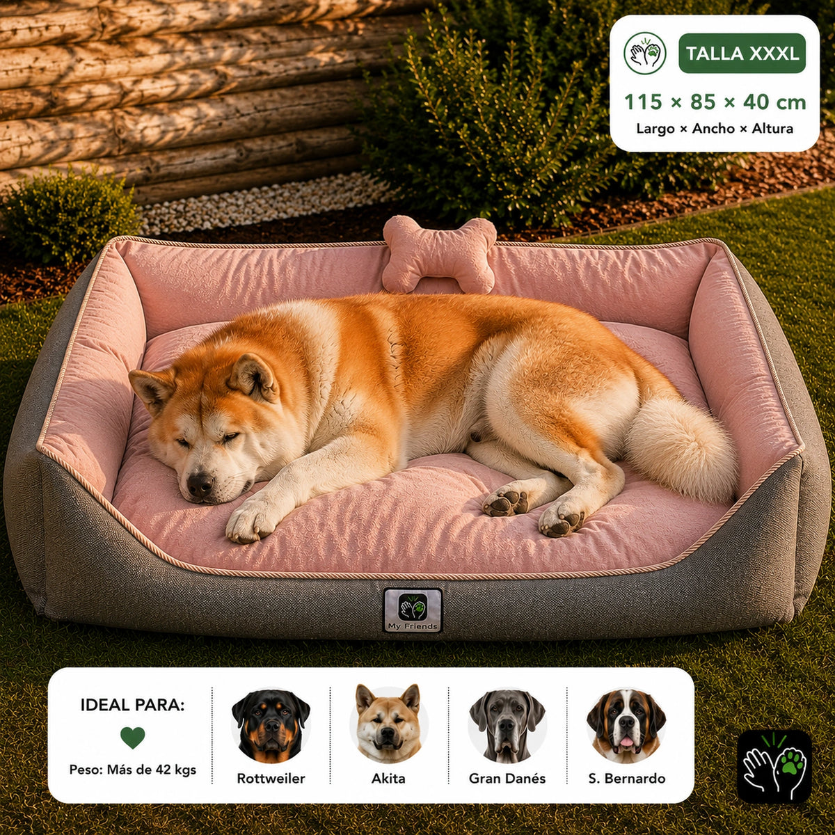 Cama de mascota diseño "Gris/rosado"