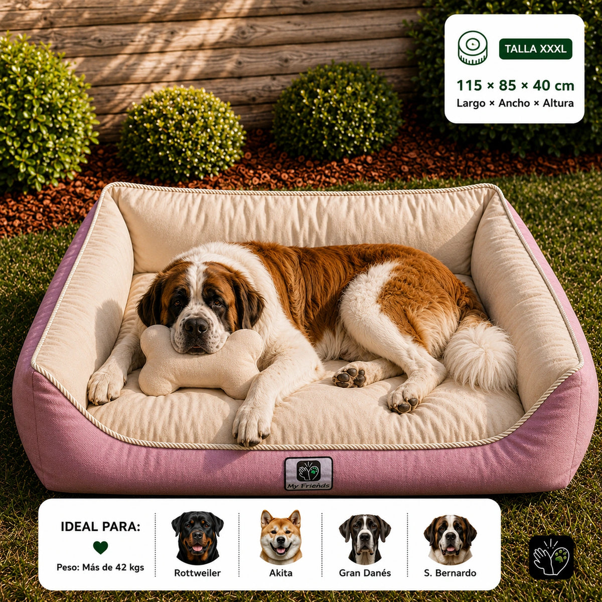 Cama de mascota diseño "Rosado/beige"
