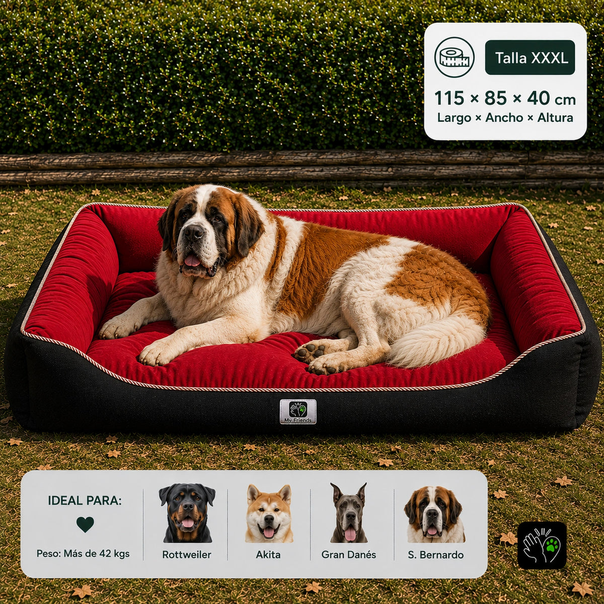 Cama de mascota diseño "Negro/rojo"