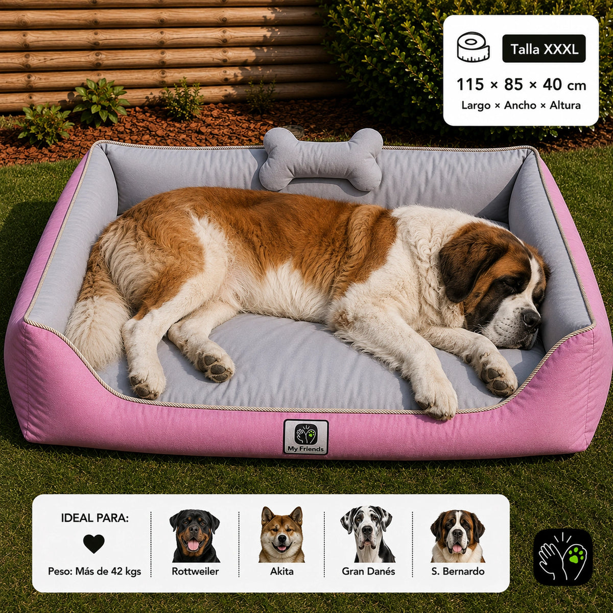 Cama de mascota diseño "Rosado/gris"
