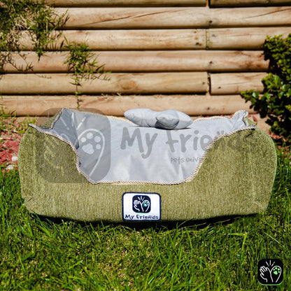 Cama de mascota diseño "Verde olivo/gris"