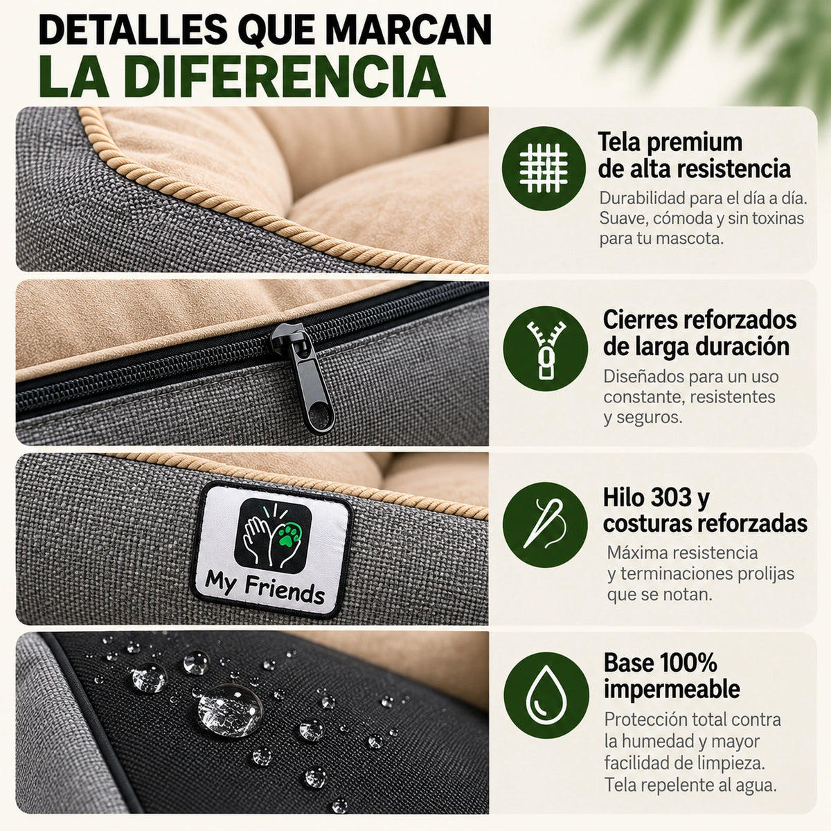 Cama premium para mascotas  "Gris/beige"