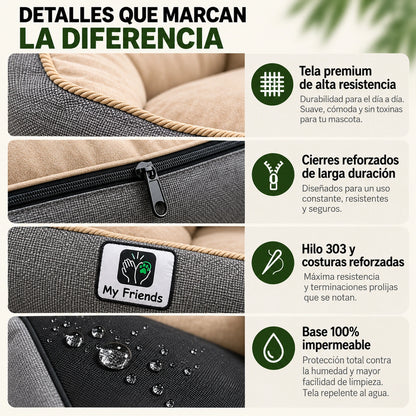 Cama premium para mascotas  "Gris/beige"