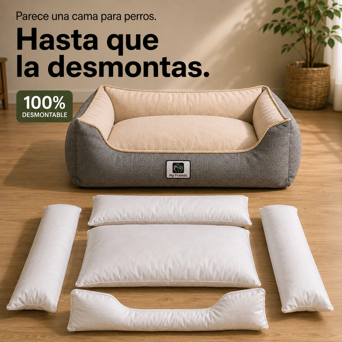 Cama premium para mascotas  "Gris/beige"