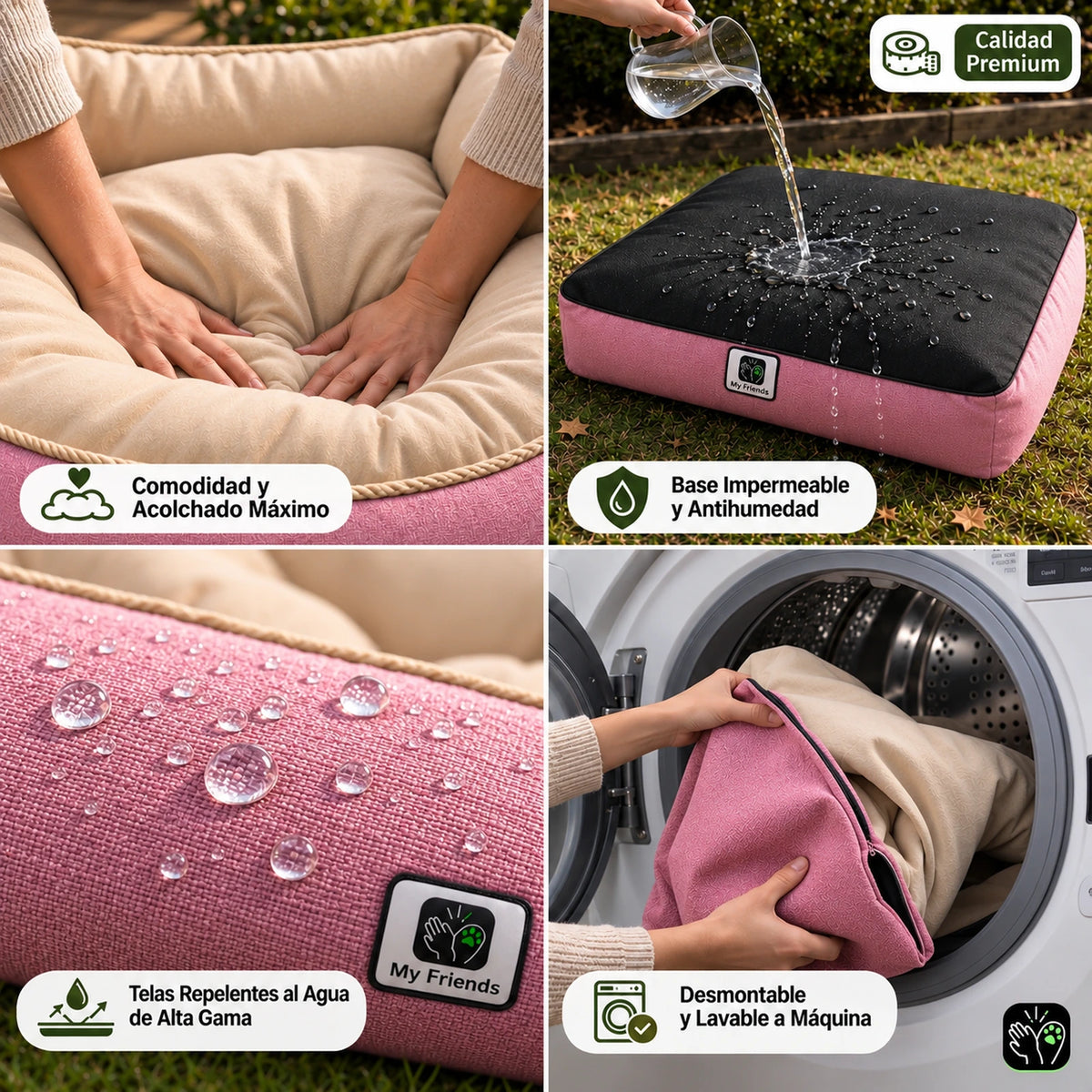 Cama de mascota diseño "Rosado/beige"