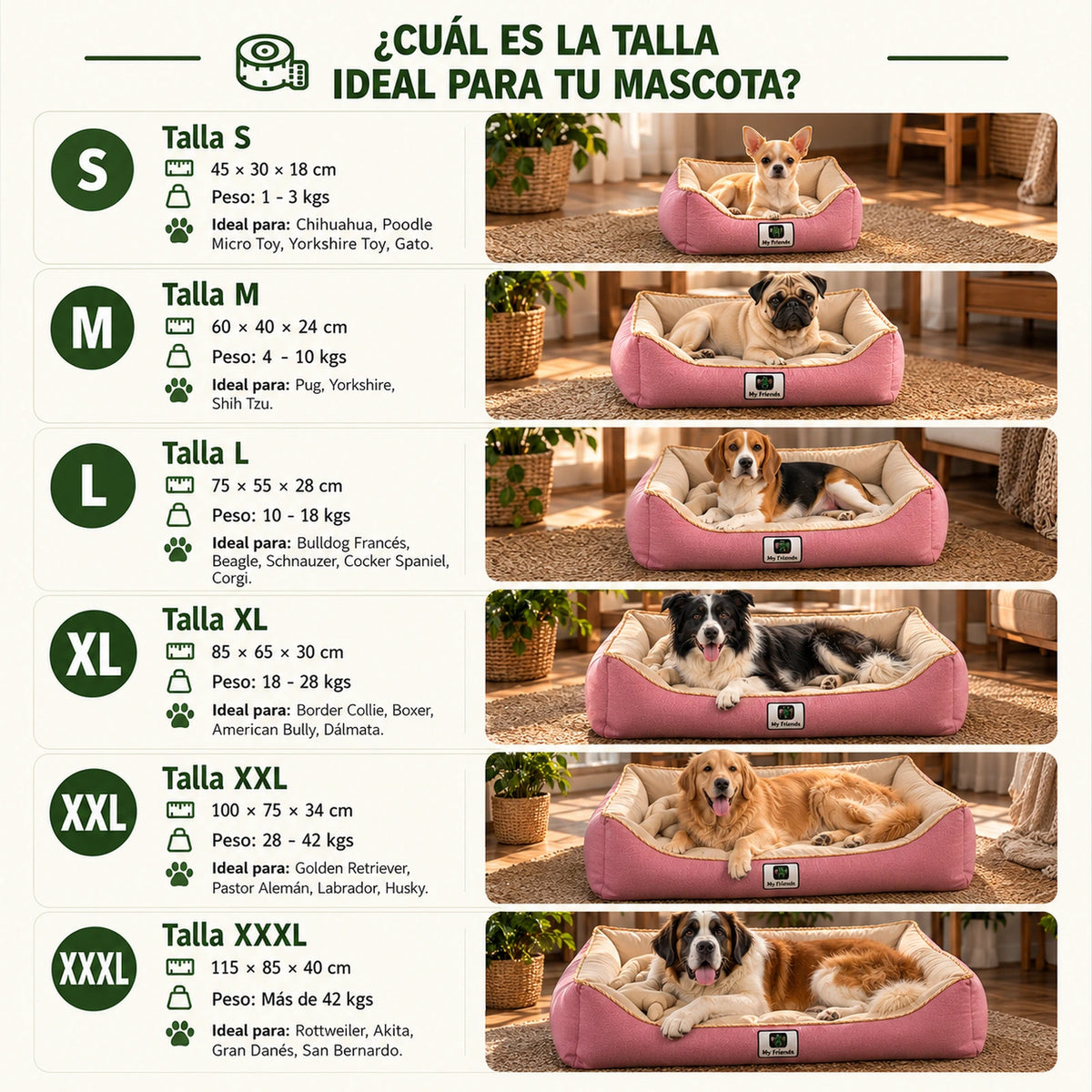 Cama de mascota diseño "Rosado/beige"