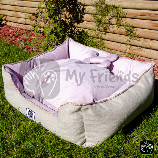 Cama de mascota diseño "Beige/rosada"