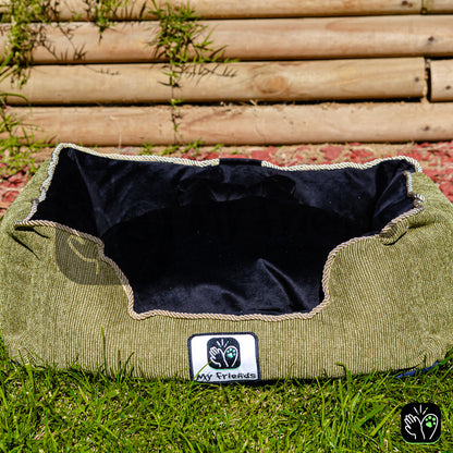 Cama de mascota diseño "Verde olivo/negro"