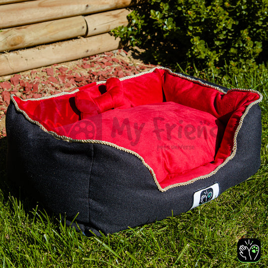 Cama de mascota diseño "Negro/rojo"