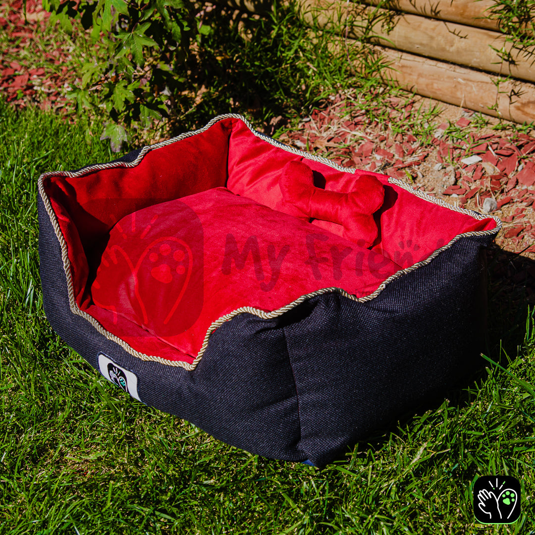 Cama de mascota diseño "Negro/rojo"