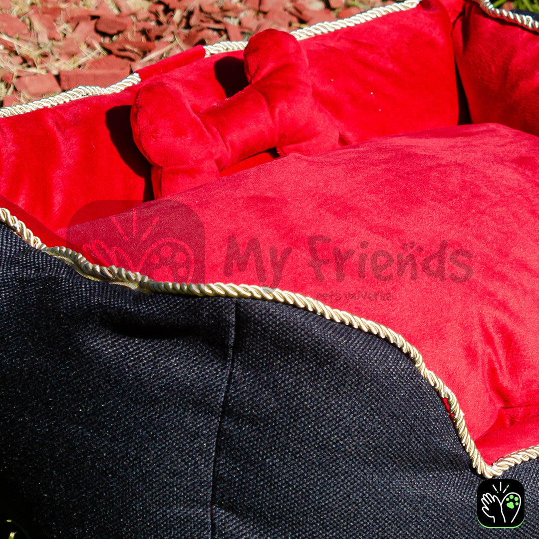 Cama de mascota diseño "Negro/rojo"
