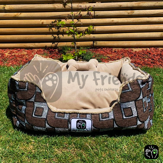 Cama de mascota diseño "Café cuadros/beige"
