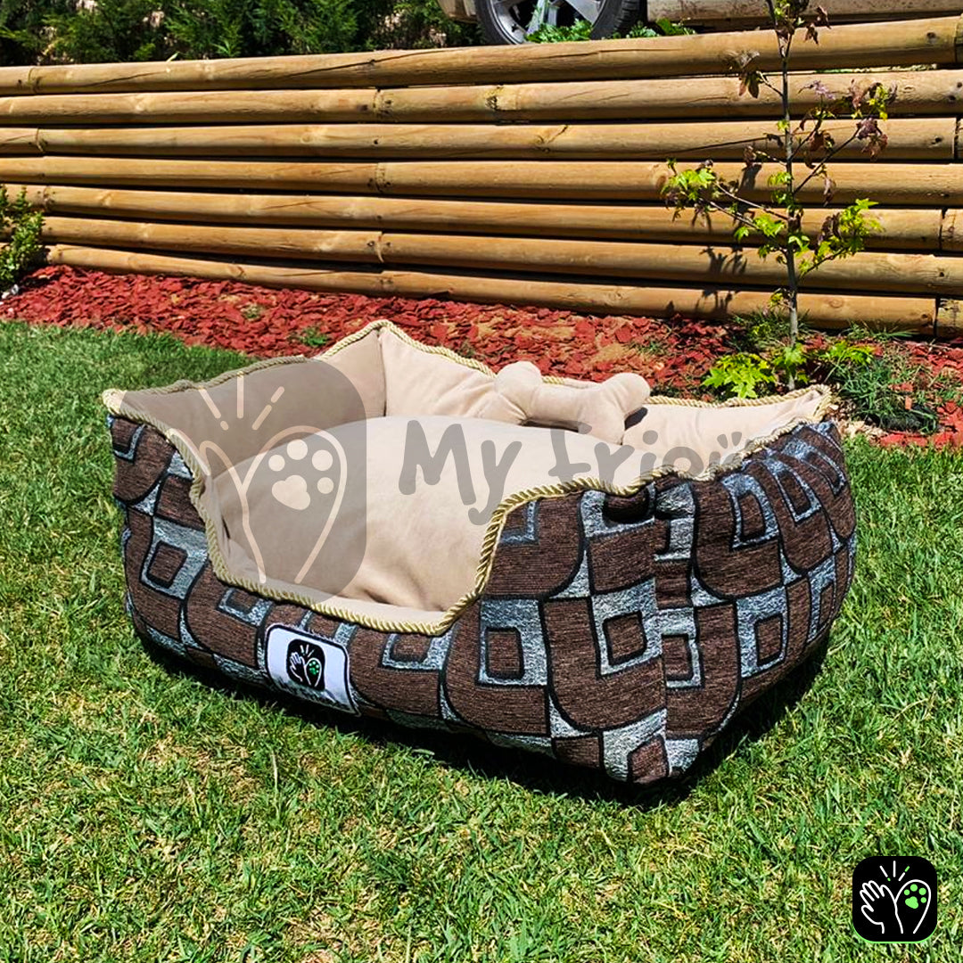 Cama de mascota diseño "Café cuadros/beige"