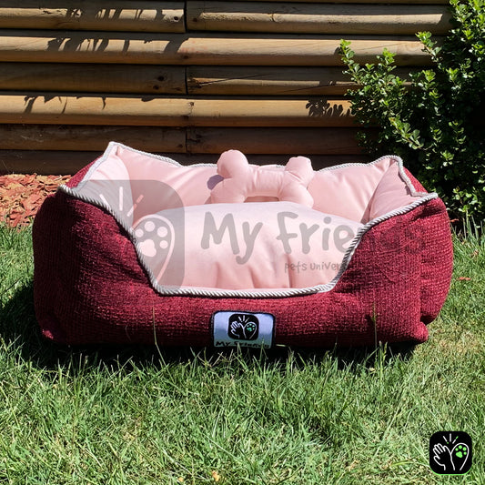 Cama de mascota diseño "Burdeo/rosado"