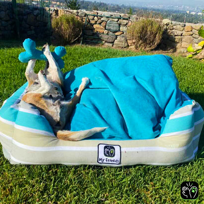 Cama de mascota diseño "Turquesa rayas/calipso"