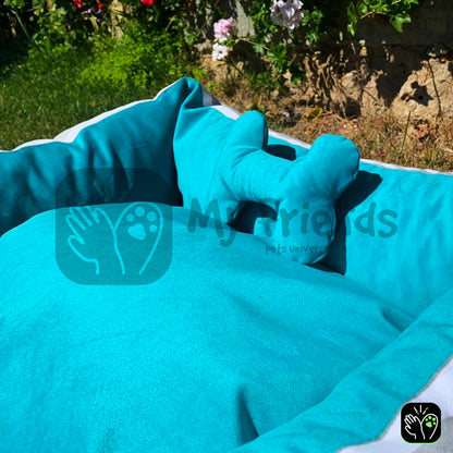 Cama de mascota diseño "Turquesa rayas/calipso"