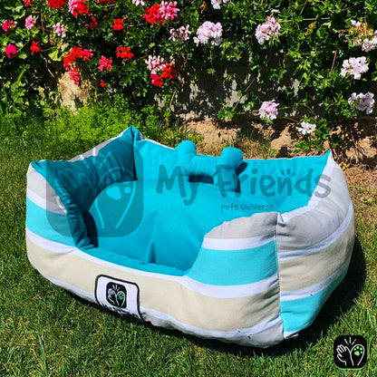 Cama de mascota diseño "Turquesa rayas/calipso"