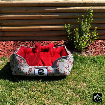 Cama de mascota diseño "Flores rosas/rojas"