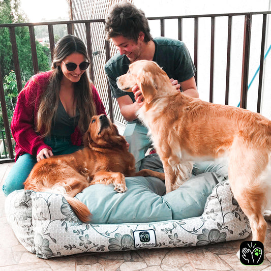 Cama de mascota diseño "Flores gris"